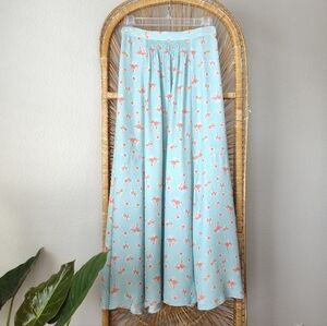 HUNTER BELL Tucker Skirt Blue Ikat Floral Midi Silk size 4